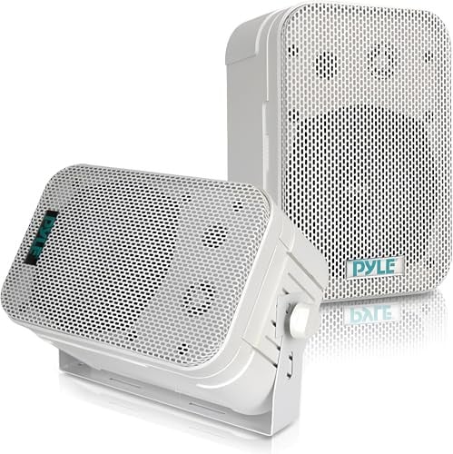 Pyle Waterdichte Buitenluidsprekers - 200 Watt - Weerbestendige Wand en Plafond Gemonteerde Speakers - Wit