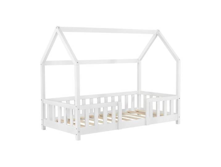 en.casa Kinderbett, »Sisimiut« Haus-Optik mit Rausfallschutz 70x140cm Weiß