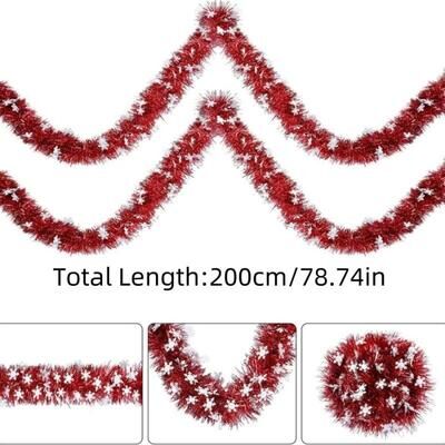 Uplifted Goods Christmas Tinsel Snowflake Garland Hanging Decoration For Home And Store 1pc