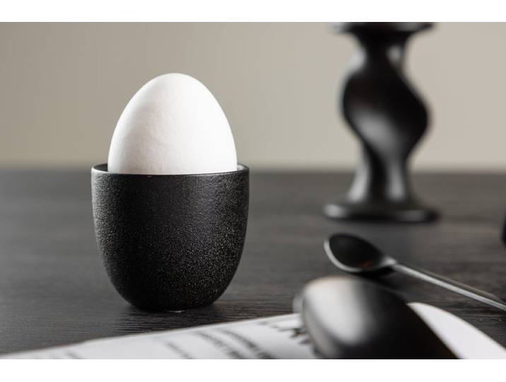 Eierbecher Schwarz Swan - 2er-Set aus schwarzem Porzellan - Schwarz matt - Luxusbetten24