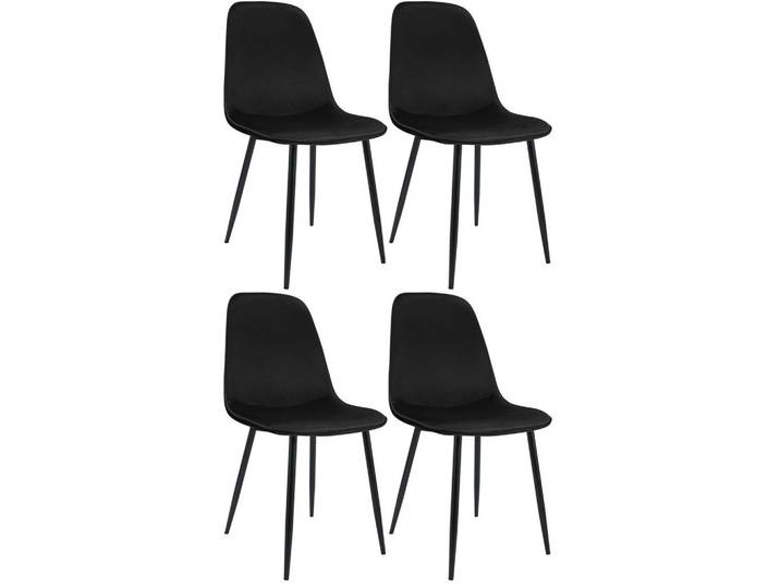 CLP Esszimmerstuhl 4er Set Samt Schwarz, Metall, 45x88x54 cm, Esszimmer, Stuhl