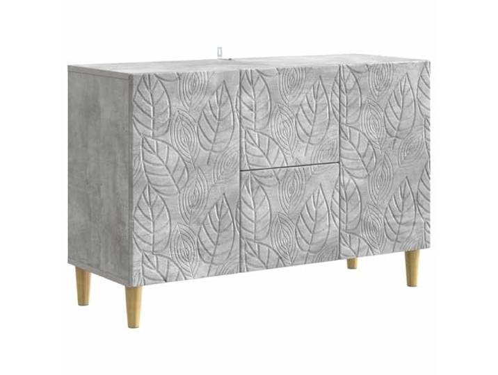 KPOTUERTU Sideboard Betongrau 89 x 34,5 x 60 cm Holzwerkstoff Vintage-Charme, rechteckige Form, Eukalyptusbeine, 90° Schwingtür, feucht abwischbar