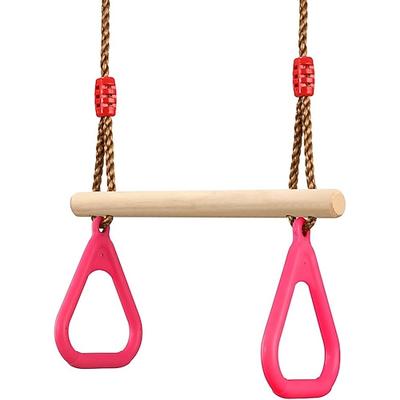 Trapezschaukelspiel aus Holz für Kinder mit Turnring aus Kunststoff für Unterhaltung drinnen und draußen