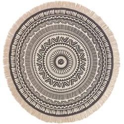 BAUMWOLLTEPPICH mit Mandala-Muster rund 145 cm