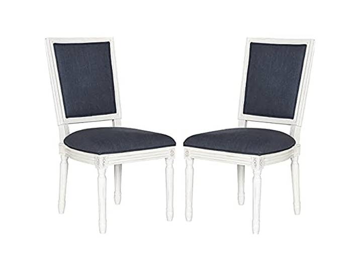 SAFAVIEH Set of 2 Wooden Dining Chairs, in Navy and Creme