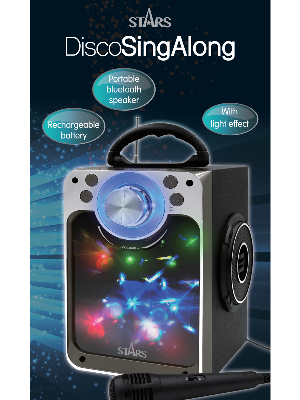 Stars Karaoke Machine with Blue Tooth Disco LED light Black