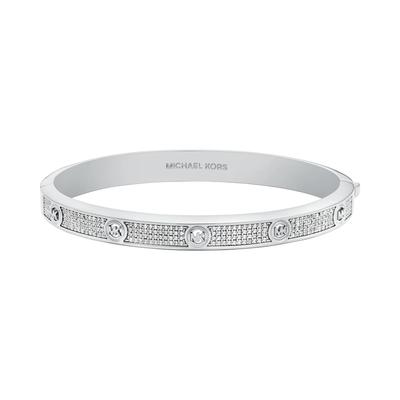 Armreif MICHAEL KORS "Premium", silber (metallfarben, kristallweiß, kristallweiß), Armbänder, Damen, 16,8cm, Metall, Armreif, mit Zirkonia (synth.)