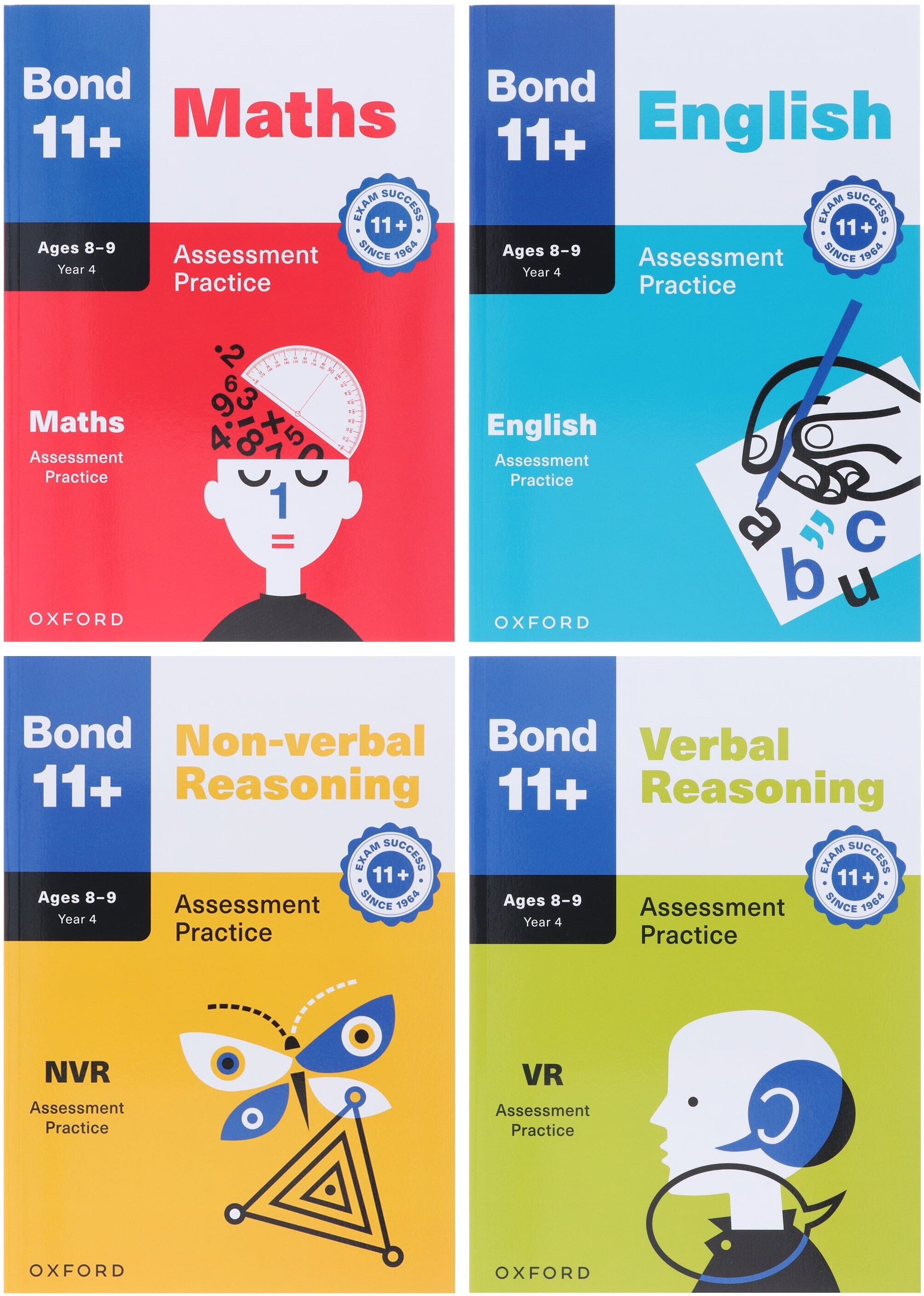 Bond 11+ Year 4 Assessment Practice Papers Collection 4 Books Set - Ages 8-9 - Paperback OUP Oxford