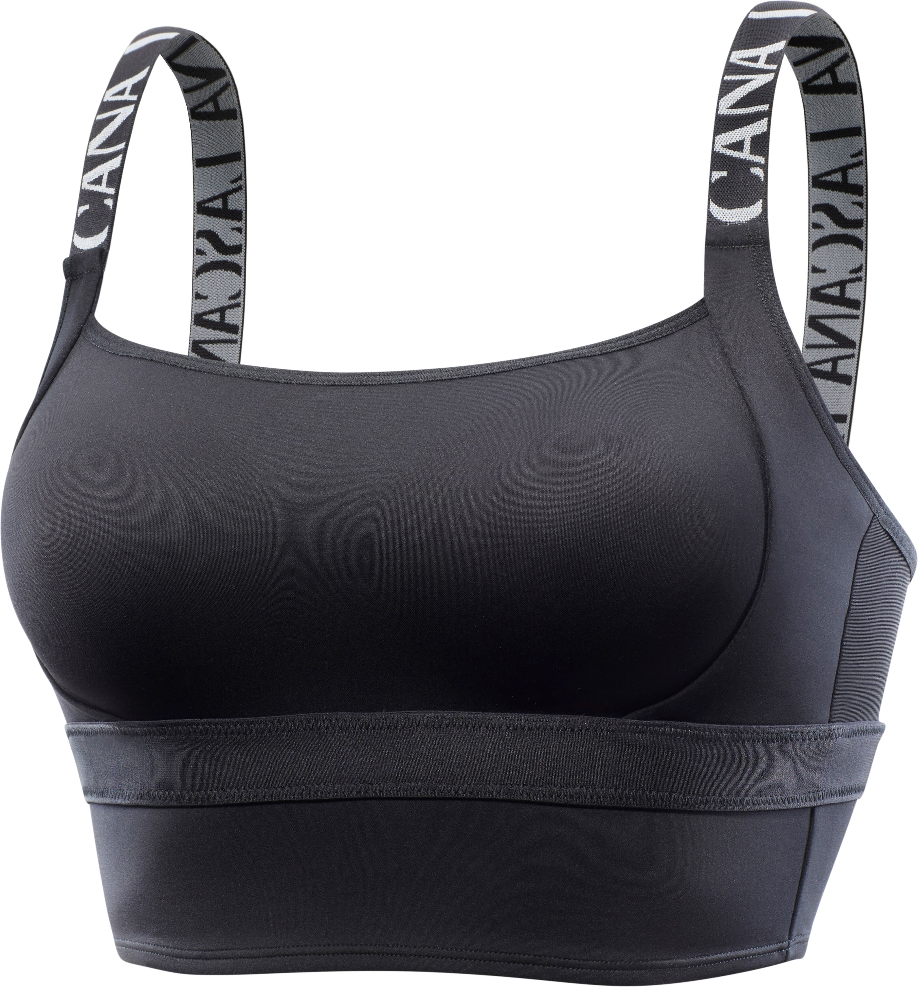 Sport-BH LASCANA ACTIVE, Damen, Gr. 85, Cup E, schwarz, Microtouch, Obermaterial: 76% Polyamid, 24% Elasthan, BHs Sport-BH, ohne Bügel in Longform – ideal für Yoga, Sport-Top schwarz 85, Cup E