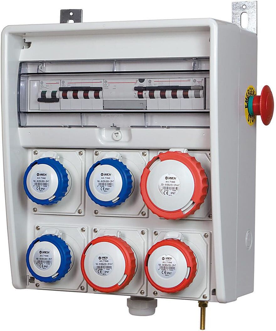 Fanton QUADRO CANTIERE 18KW PULSANTE EMERGENZA 6 PRESE INDUSTRIALI MISTE MORSETTO DI TERRA