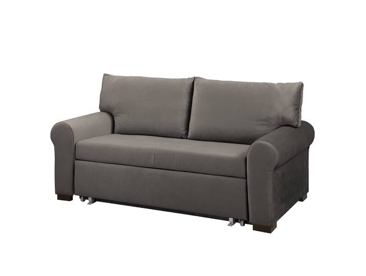 Schlafsofa Country Deluxe Grau/Braun Samt Krysia 165cm mit Schlaffunktion Glamour