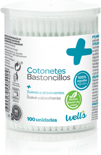 Wells Cotonetes com Bastão em Papel 100 un