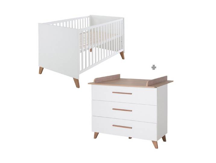 roba® Babymöbel-Set Ole 2-teilig, modernes Kinderzimmer - Griffe & Füße aus Massivholz
