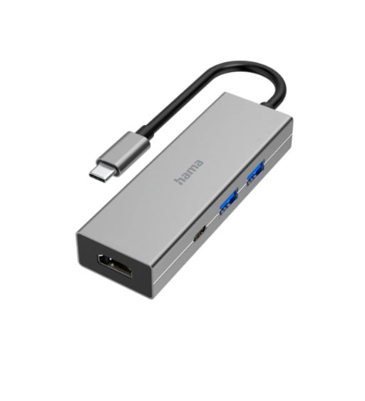 Hama 00200107 USB-C-Hub, Multiport, 4 Ports, 2x USB-A, USB-C, HDMI