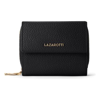 Geldbörse LAZAROTTI "Bologna Leather Zip-Around Geldbörse Leder 12 cm", Damen, schwarz, Leder, Kleinlederwaren