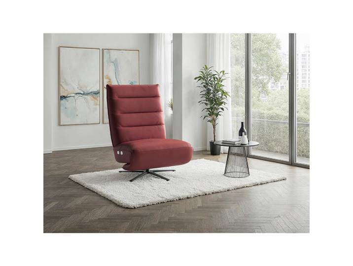 Sit & More Relaxsessel EVE E, Rotbraun, Metall, Echtleder, Nappaleder, 80x109x98 cm, Liegefunktion, Herz-Waage-Funktion, Sitzfläche 360° drehbar, Wohnzimmer, Sessel, Relaxsessel