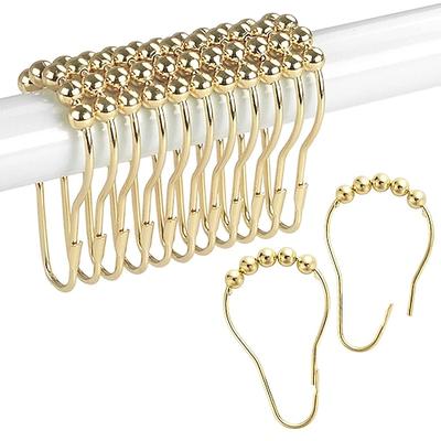 12 Stück Edelstahl Vorhangringe Duschvorhang-Rollerball-Ringe 5 Rollen poliertes Satinnickel-Ball