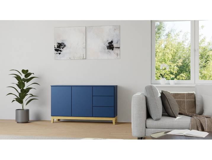 Sideboard skandinavisch – kostenlose Holzmuster MDF Lackiert Saphir­blau