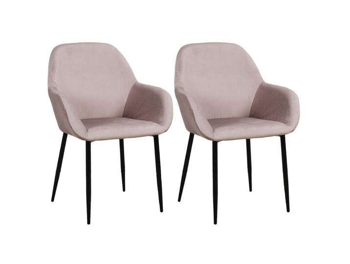 Lot de 2 fauteuils velours côtelé rose