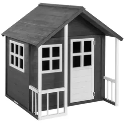 Hardin 1fachgut Kinderspielhaus aus Tannenholz, ca. 131 x 115,5 x 136 cm - Grau/Weiß