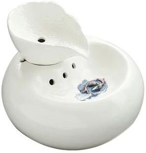 Uplift Picks Ceramic Automatic Cat Water Fountain With Circulating Filter And Leaf Dispenser white us Plug