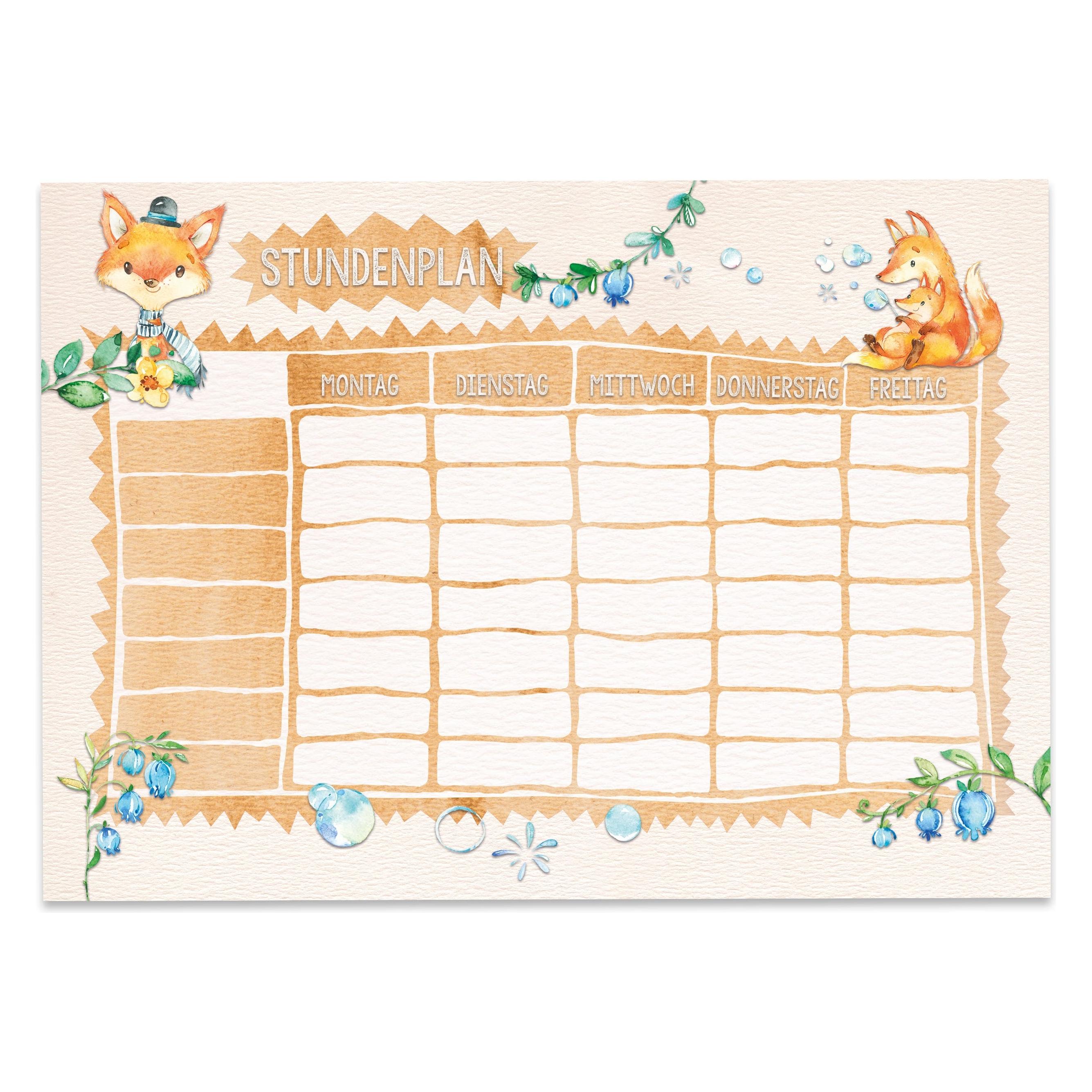 Papierdrachen Stundenplan Block DIN A4 - Fuchs (A4) (75025723)