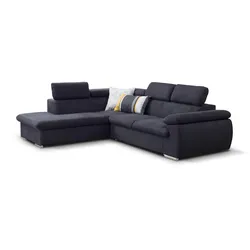 ECKSOFA SACRO Braun Plüsch-Stoff mit Schlaffunktion
