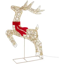 ECD Germany LED Rentier Weihnachten, Weihnachtsrentier Weihnachtsdeko Weihnachtsbeleuchtung, Außen IP44, Timer, Blinkfunktion, 720 LED Warmweiß, 91 cm