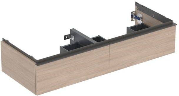 Geberit iCon Doppelwaschtisch-Unterschrank 502314JH1 118,4x24,7x47,6cm, 2 Schubladen, Eiche/Griff lava matt