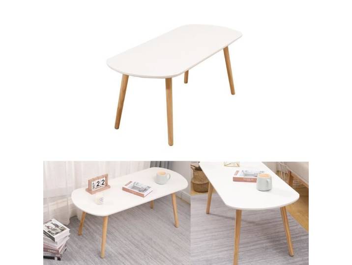 Willonin® Table basse Rectangulaire de salon 110x50x40 cm Table d'appoint Scandinave pour 4-6 personnes Blanc