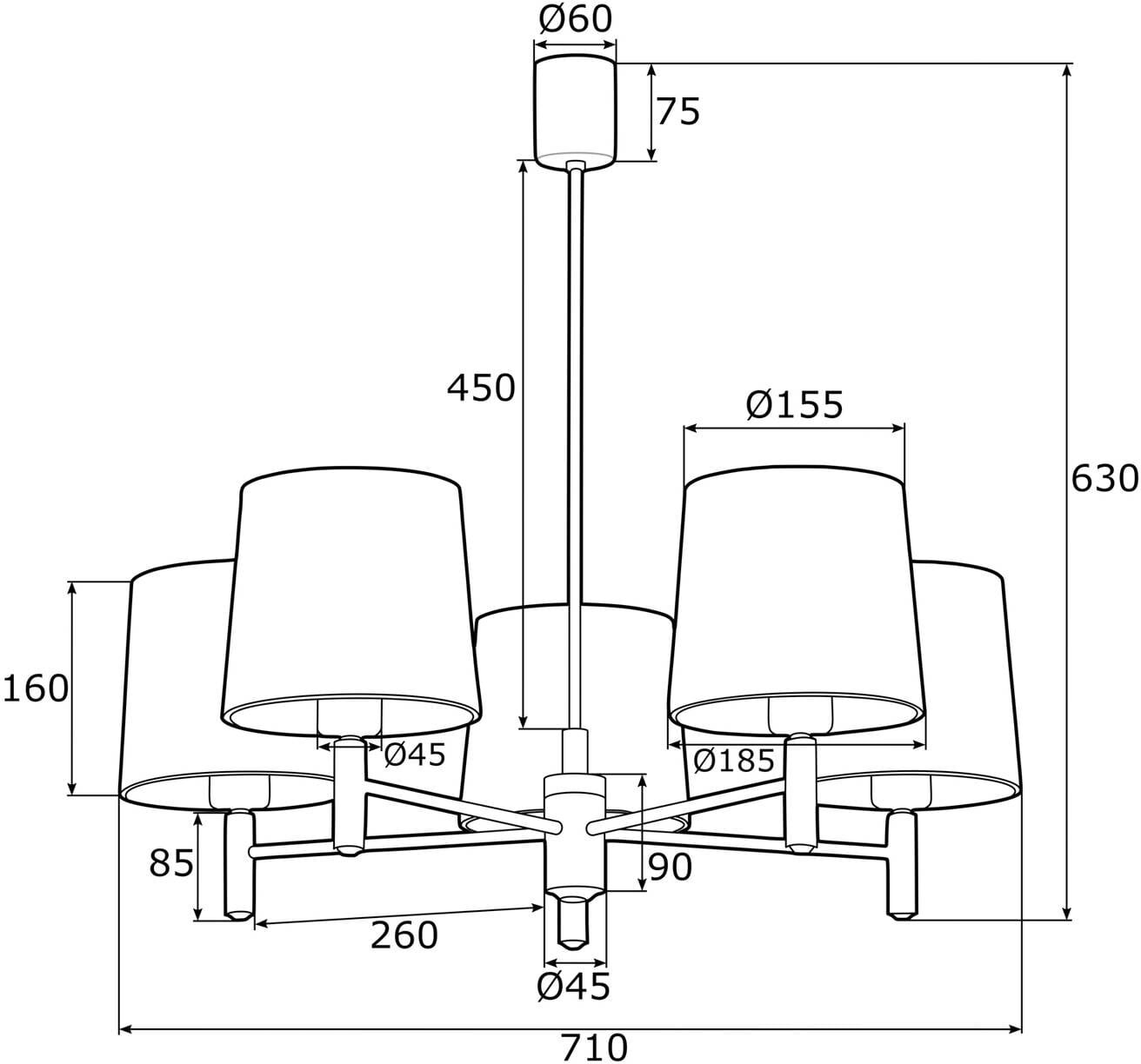 Hängelampe Polo Plus Argon, dimmbar, messing / gold, für Wohn- / Esszimmer, Metall, Pendelleuchte