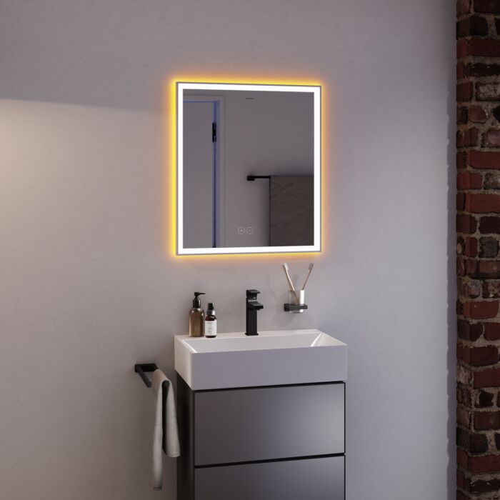Hansgrohe Xarita E Spiegel 54988700 mit kapazitiven Berührungssensor, 600 x 700 x 50 mm, weiß matt