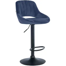 CLP Barhocker Milet Samt schwarz - Farbe: blau, Gestellfarbe: schwarz