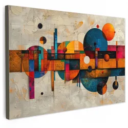 LEINWANDBILD Vintage - Moderne Kunst - Orange - Geometrische Formen Gemälde 60x40 cm