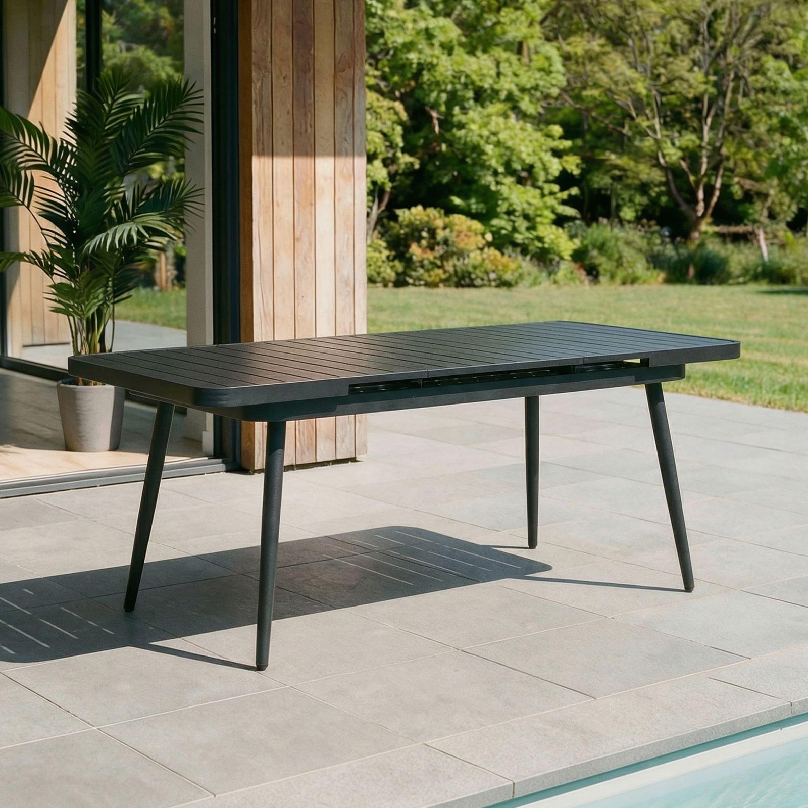 Gartentisch SUNNY, schwarz - Outdoor Tisch ausziehbar bis 200cm, pulverbeschichtetes Aluminiumgestell, wetterfest & UV-beständig, ideal für Garten und Terrasse