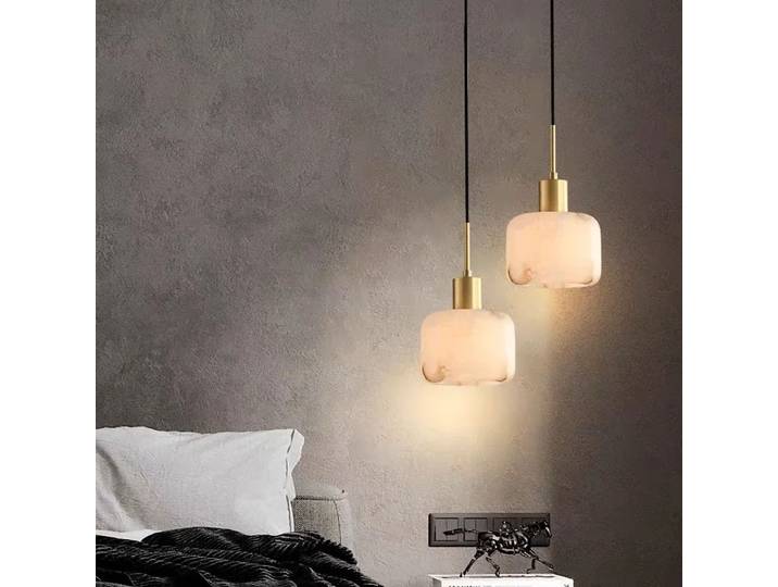 Lustre moderne en laiton alab84à LED, design en marbre et cuivre, éclairage intérieur rond et carré pour chambre à coucher, salon, salle à manger, hôtel
