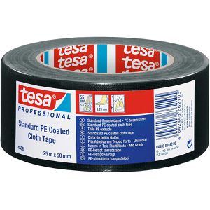 Tesa Gewebeband Professional 4688, PE Reparaturband, schwarz, 50mm x 25m
