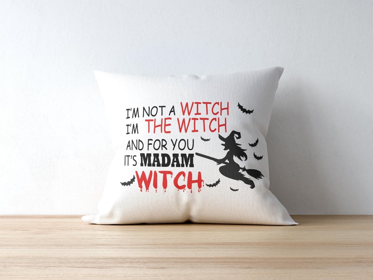 Sierkussen Grappig Heks Halloween Madam Witch Quote Spookachtige Huisdecoratie voor de Bank