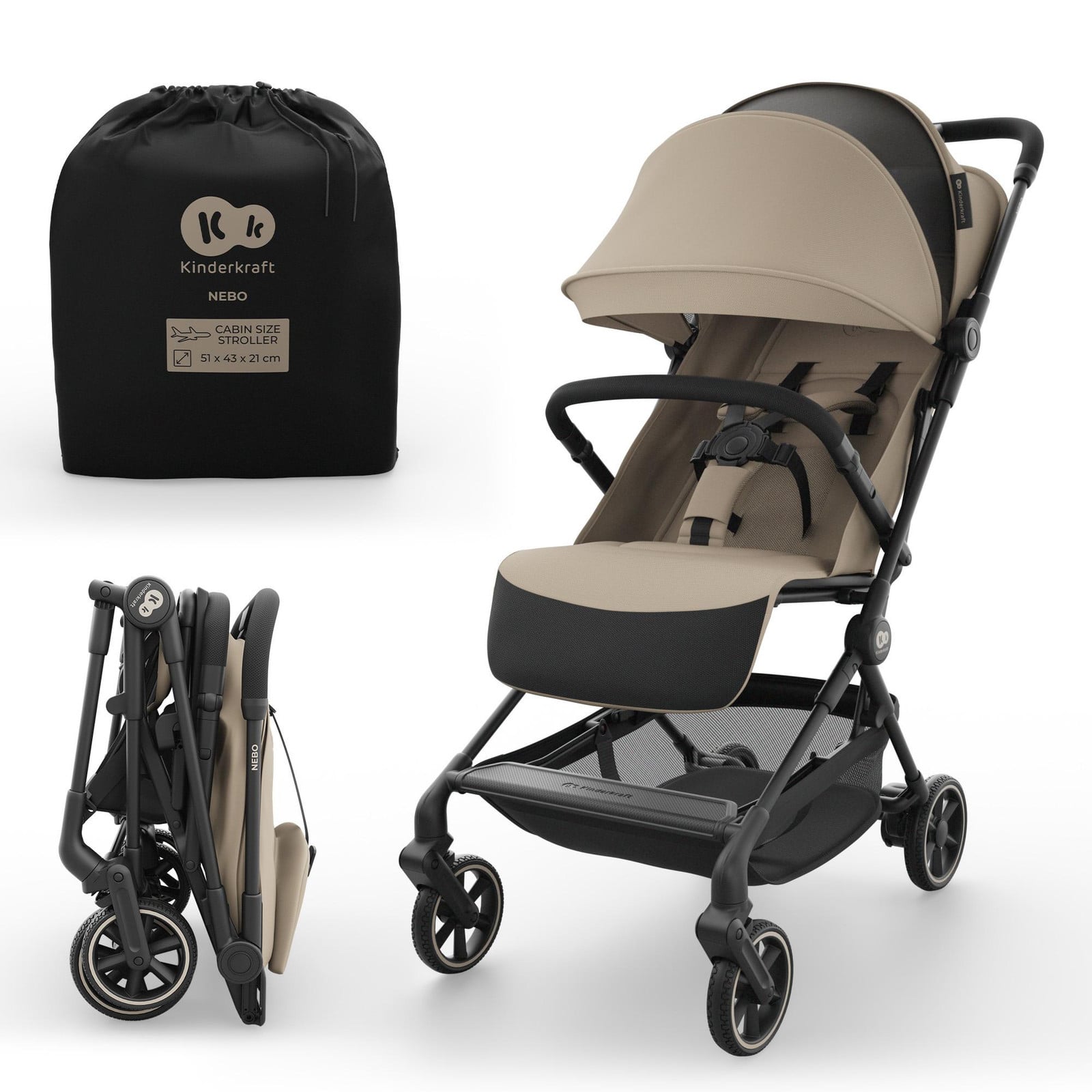 Kinderkraft NEBO cabinewagen, ultralicht met eenkliks inklapmechanisme