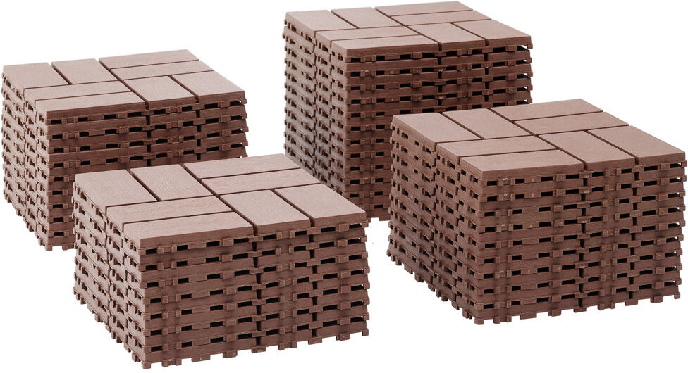 Blue Elephant 44 Pack 30.5 cm x 30.5 cm Interlocking Deck Tiles, Weatherproof Low Maintenance Plastic Tiles Red Brown Tile