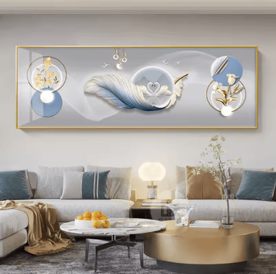 Inspire Picks Chinese Style Golden Deer Canvas Wall Art Feng Shui Mountain Poster Decor 5 20x60cm No Frame