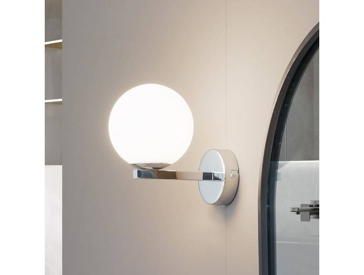 Bidolo Applique Murale IP44 Chrome - Lucande - Salle de bains - Verre - Boule