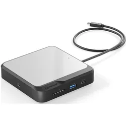Alogic Dual HDMI Universal Compact (USB-C), Dockingstation + USB Hub, Schwarz, Grau