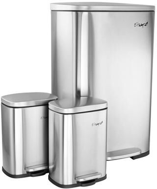 Elama 3 Piece Stainless Steel Trash Can