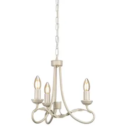 Kronleuchter Hängelampe Deckenleuchte Metall Beige Gold D 36 cm Esszimmerleuchte