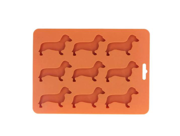 Eiswürfelform Dackel Silikon BPA-frei, Orange, Kunststoff, 16x1x22 cm, Barzubehör & Weinzubehör, Barzubehör