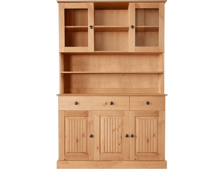 Buffet OTTO HOME Liotta , beige (natur gebeizt, gewachst), B:118cm H:180cm T:34cm, Massivholz, Schränke, Buffet, mit 2 Schubkasten u. 6 verstellbare Einlegeböden, massives Kiefernholz