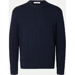 Strickpullover mit Zopfmuster Blau XXL