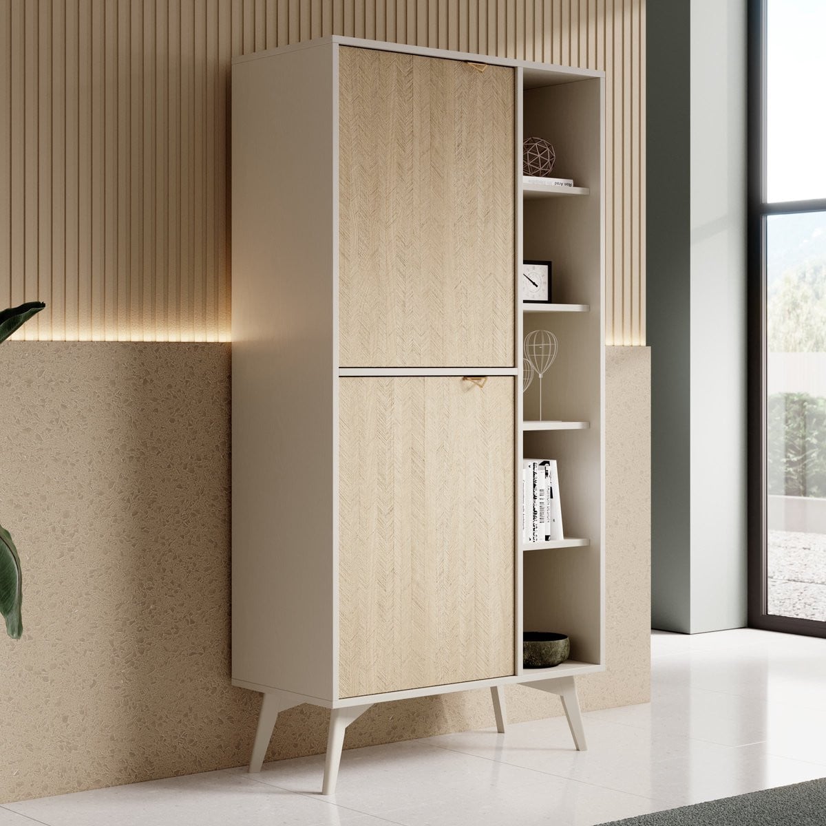 Meubella Boekenkast Essence Beige Licht eiken 80 cm
