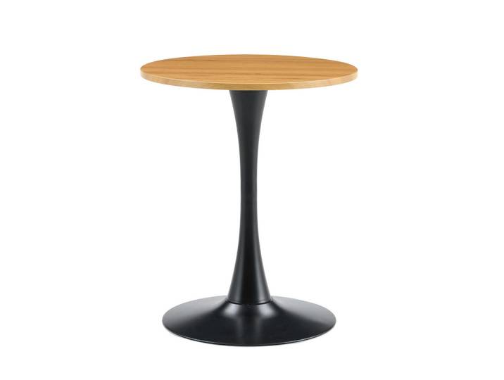 Oxeza Esstisch kleiner runder 60/60/72 cm Holzton mit schwarzen Metallbeinen, Naturfarben, Mode, Rund,Rund, 60x72x60 cm, Esszimmer, Esstische